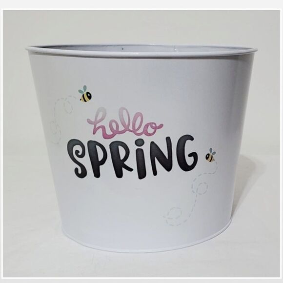Hello Spring Flower Pot White Bucket - Picture 2 of 11